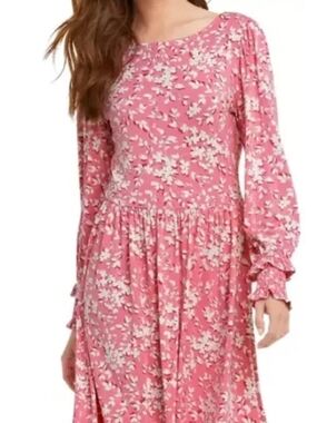 Draper James Pink Floral Long-Sleeve Midi Dress